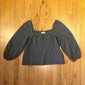 Cloth & Stone Green Smocked Puff Sleeve Blouse